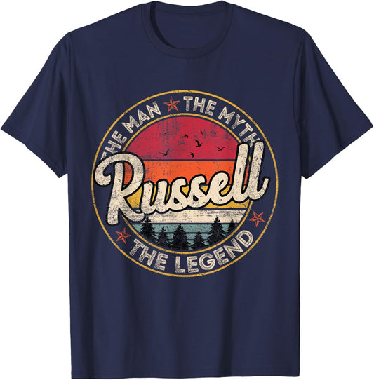 Russell The Man The Myth The Legend Personalized Name T-Shirt - T-Shirt | Navy