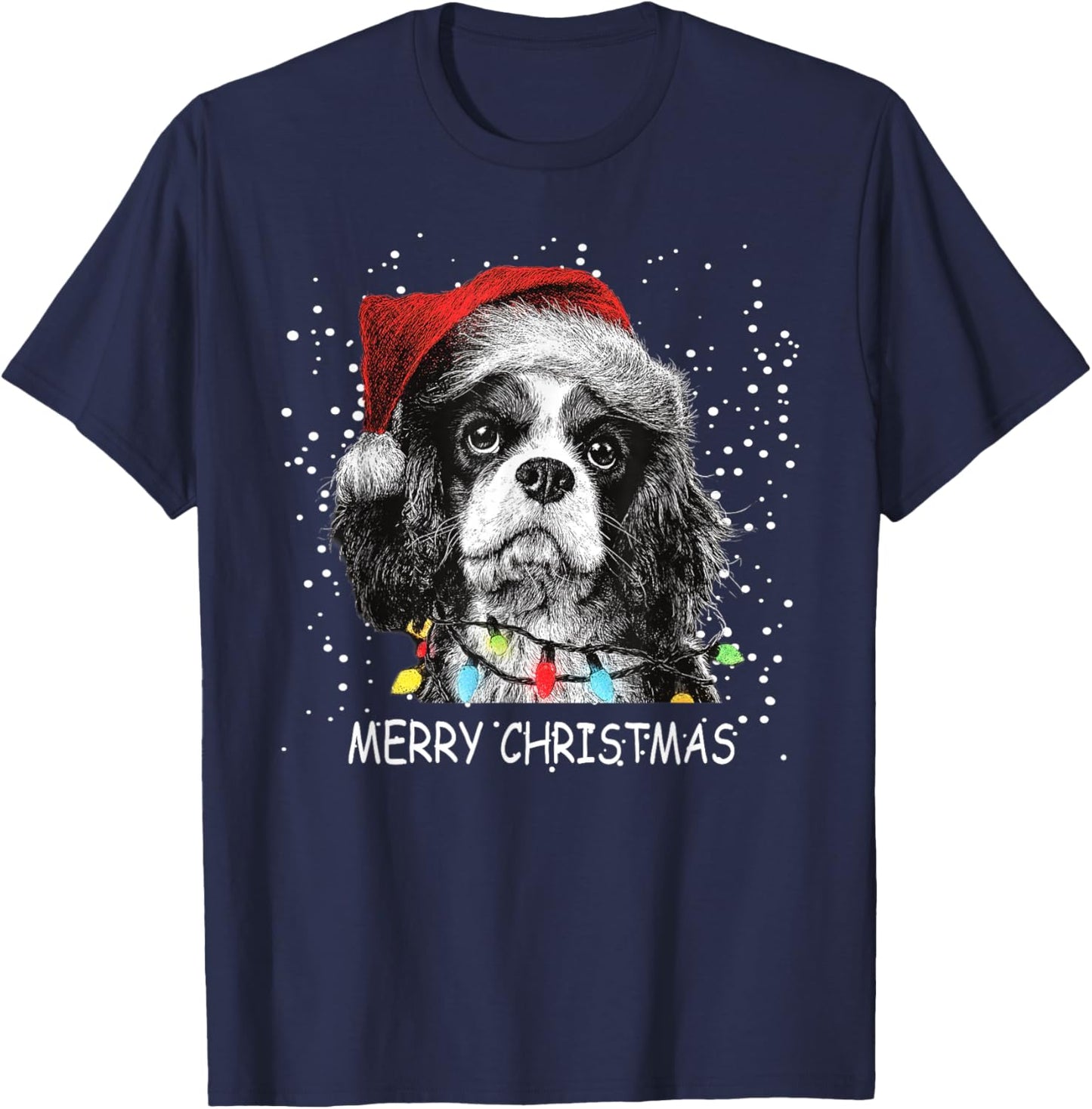 Cavalier King Charles Spaniel Animal Lover Christmas Pyjamas T-Shirt - T-Shirt | Navy