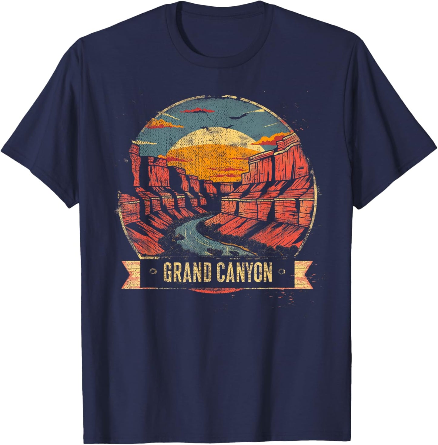 Grand Canyon - US National Park Vintage Men Women Kids Retro T-Shirt - T-Shirt | Navy