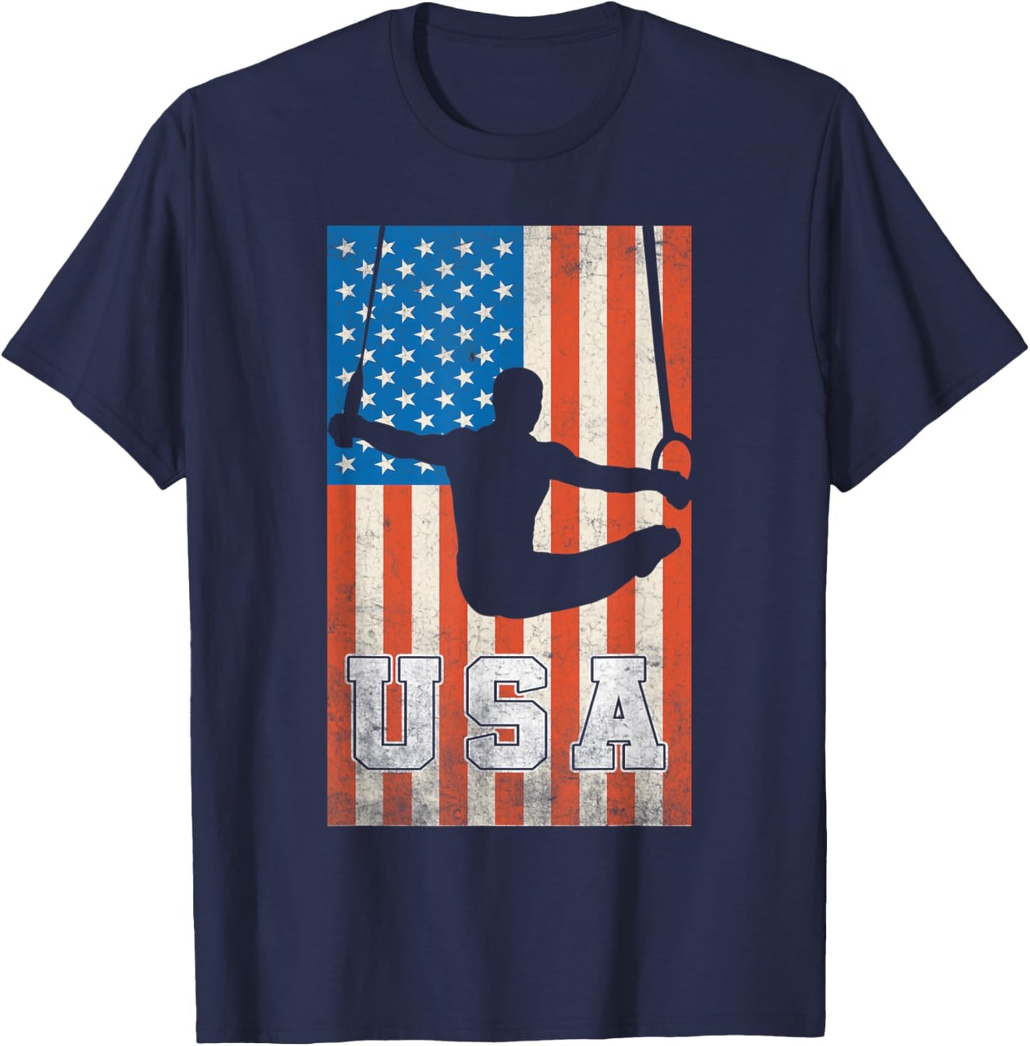 USA Gymnast Gymnastics Team Athlete American Flag T-Shirt - T-Shirt | Navy