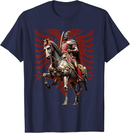 Skanderbeg Albania and Kosovo Flag for a Proud Albanian T-Shirt - T-Shirt | Navy