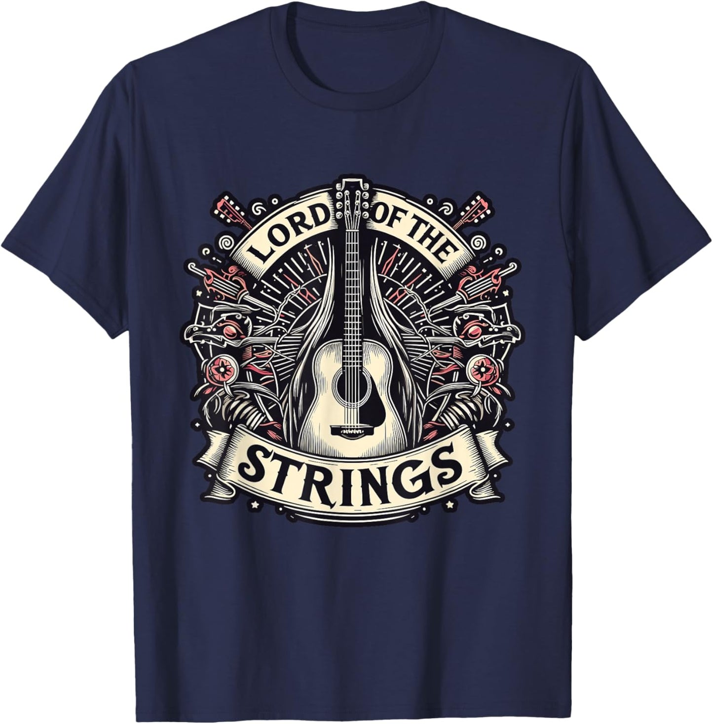 Lord of the Strings Guitar Musician Fantasy T-Shirt - T-Shirt | Navy
