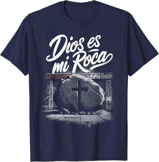 Dios Es Mi Roca Chicano Mexican Culture Faith God T-Shirt - T-Shirt | Navy