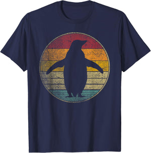 Penguin Bird Nature Ocean Sea Vintage Distressed Retro T-Shirt - T-Shirt | Navy