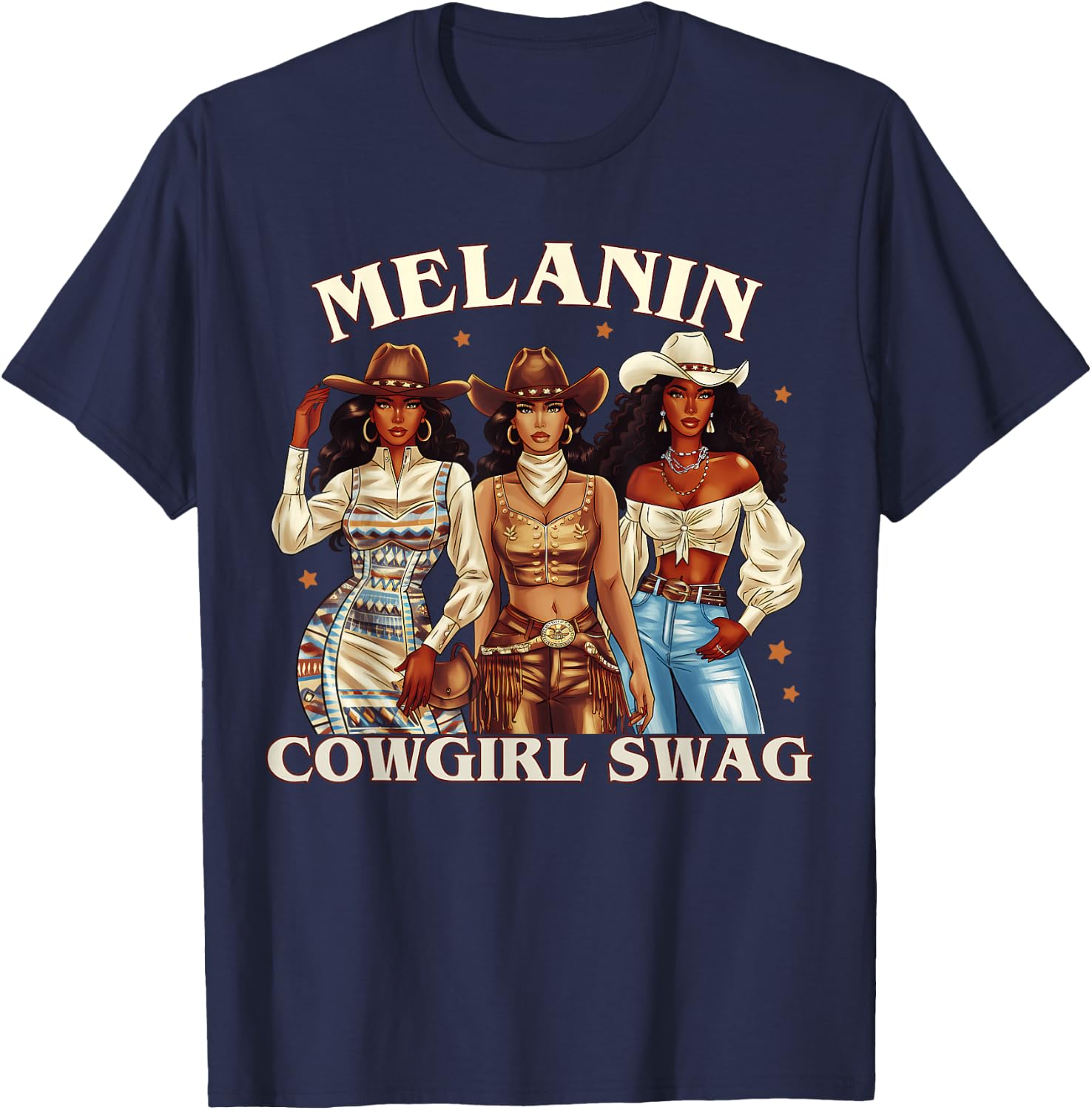 Black Women African Melanin Cowgirl Swag Black History Women T-Shirt - T-Shirt | Navy