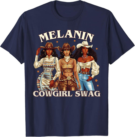 Black Women African Melanin Cowgirl Swag Black History Women T-Shirt - T-Shirt | Navy
