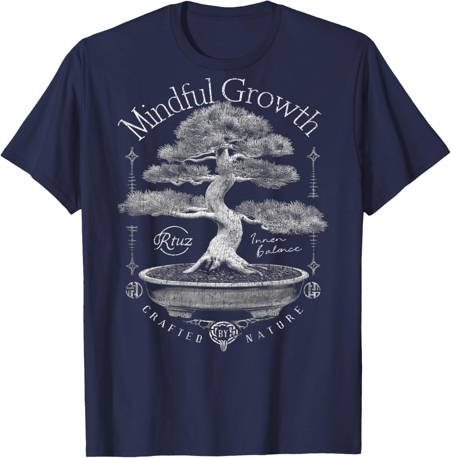 Back Print Vintage Y2K Streetwear Fashion Women Men Bonsai T-Shirt - T-Shirt | Navy