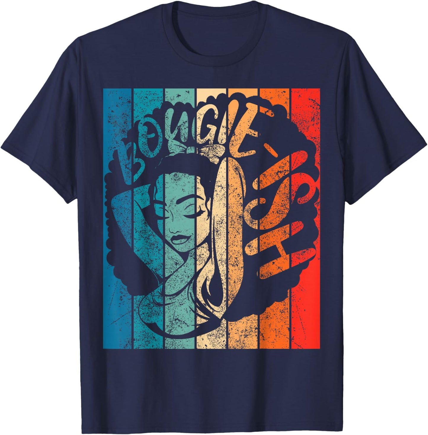 Retro Bougie-ish Mad Hustle Dope Soul Melanin T-Shirt - T-Shirt | Navy