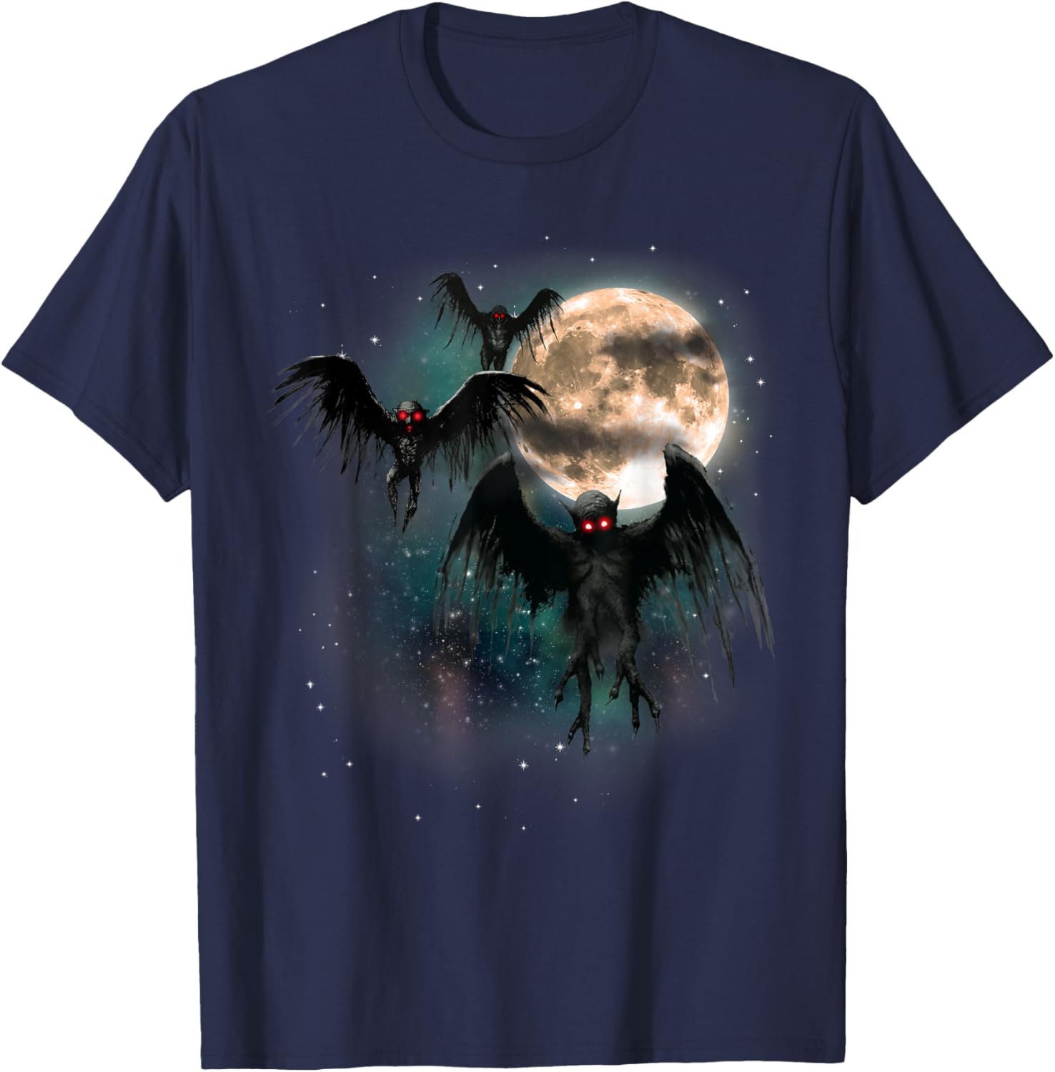 Mothman Shirt Cryptid Cryptozoology Monster Cursed Dead Moon T-Shirt - T-Shirt | Navy