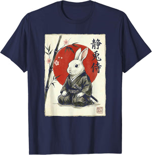 Rabbit Samurai Kawaii Japanese Art T-Shirt - T-Shirt | Navy