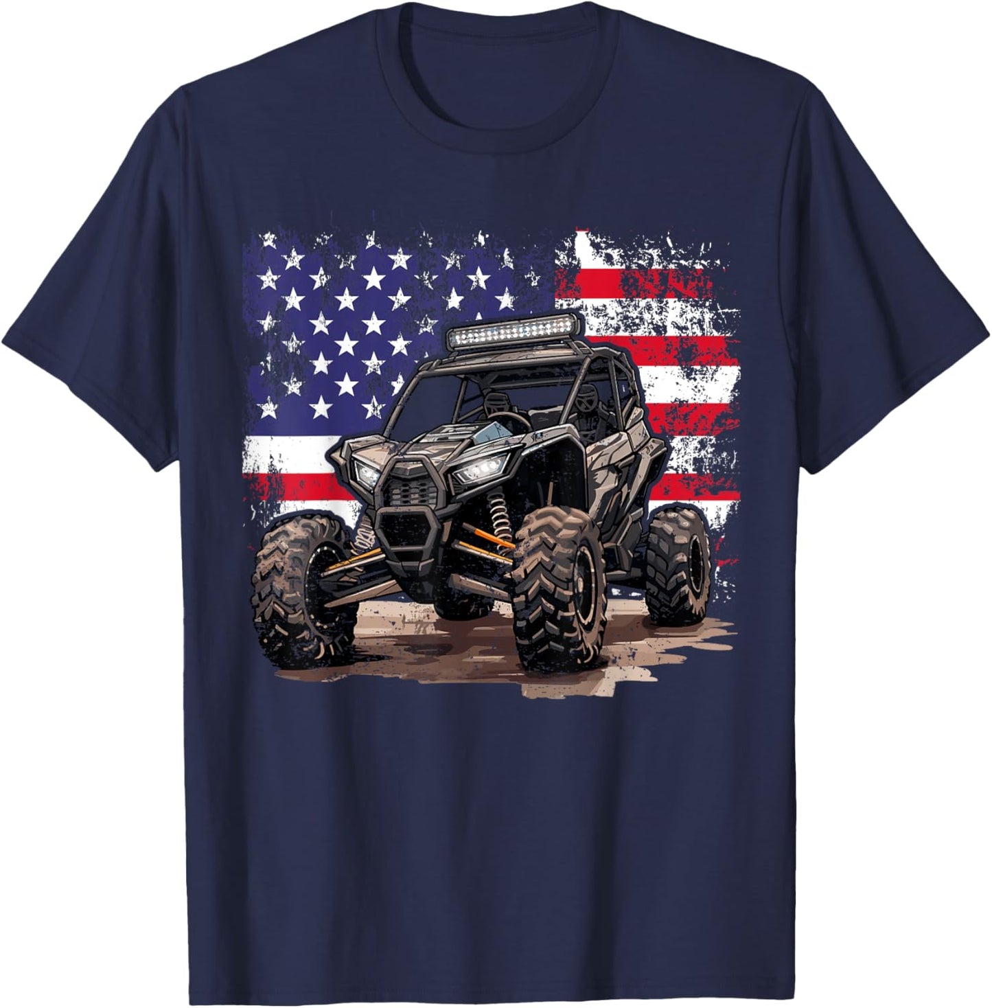 American UTV SXS 4 Wheeler Side By Side 4th Of July UTV Dad T-Shirt - T-Shirt | Navy