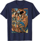 Japanese Samurai Ninja Against Snake Serpent Water Monster T-Shirt - T-Shirt | Navy