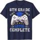 8th Grade Level Complete Gamer Class Of 2025 Graduation T-Shirt - T-Shirt | Navy