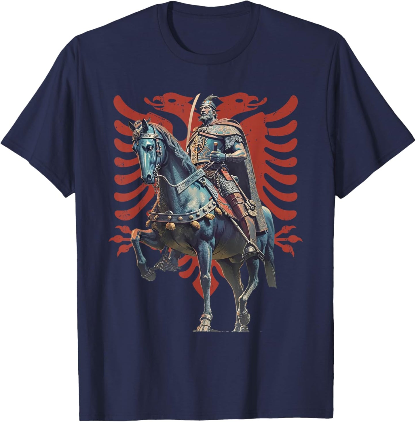 Skanderbeg Albania and Kosovo flag for a proud Albanian T-Shirt - T-Shirt | Navy