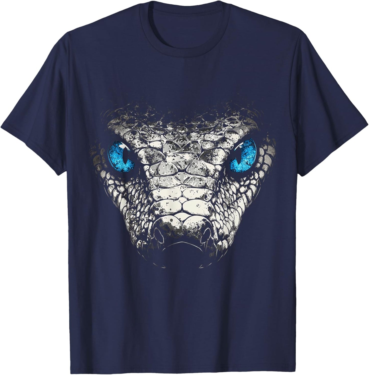 Snake Animal Motif Blue Eyes Art Snake T-Shirt - T-Shirt | Navy