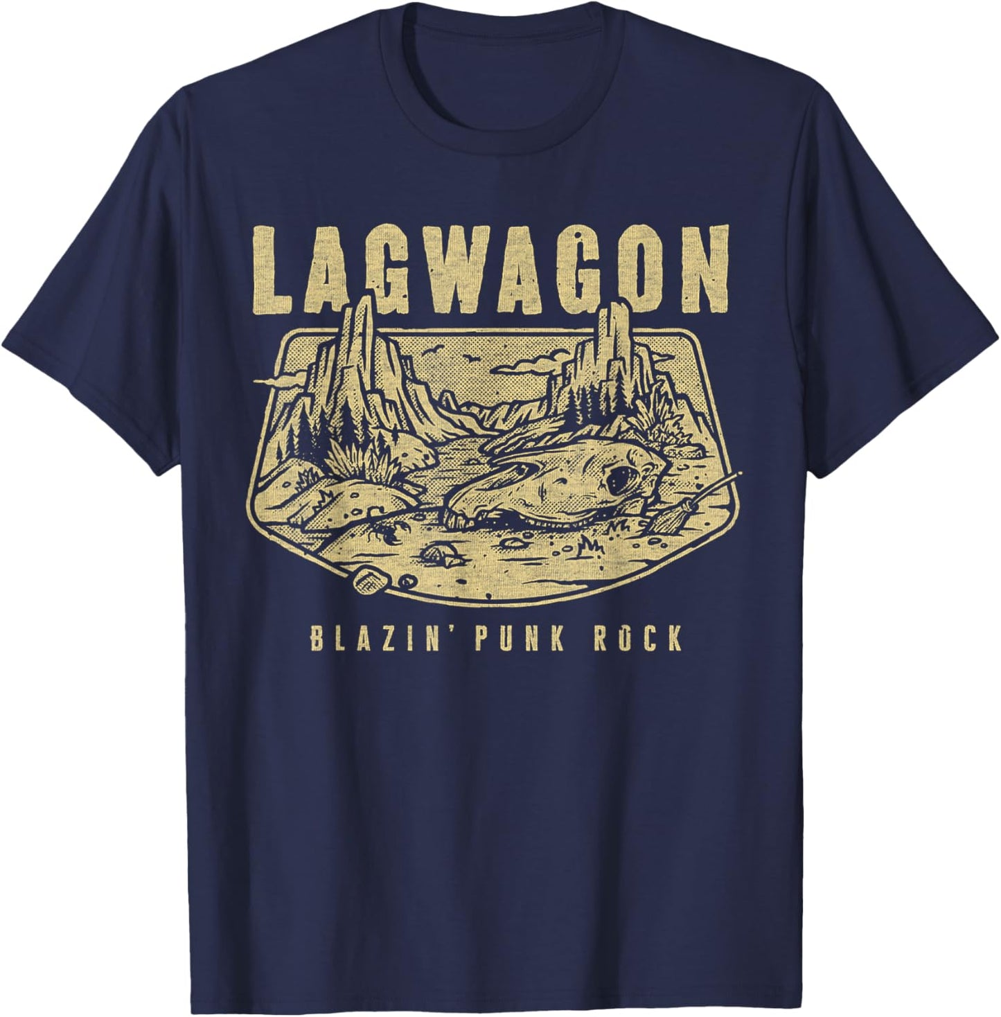 Lagwagon Black Classic Fit U-Neck Short Sleeve T-Shirt - T-Shirt | Navy
