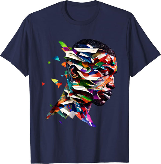 Black Man African Abstract Art Colorful Painting Melanin Fun T-Shirt - T-Shirt | Navy