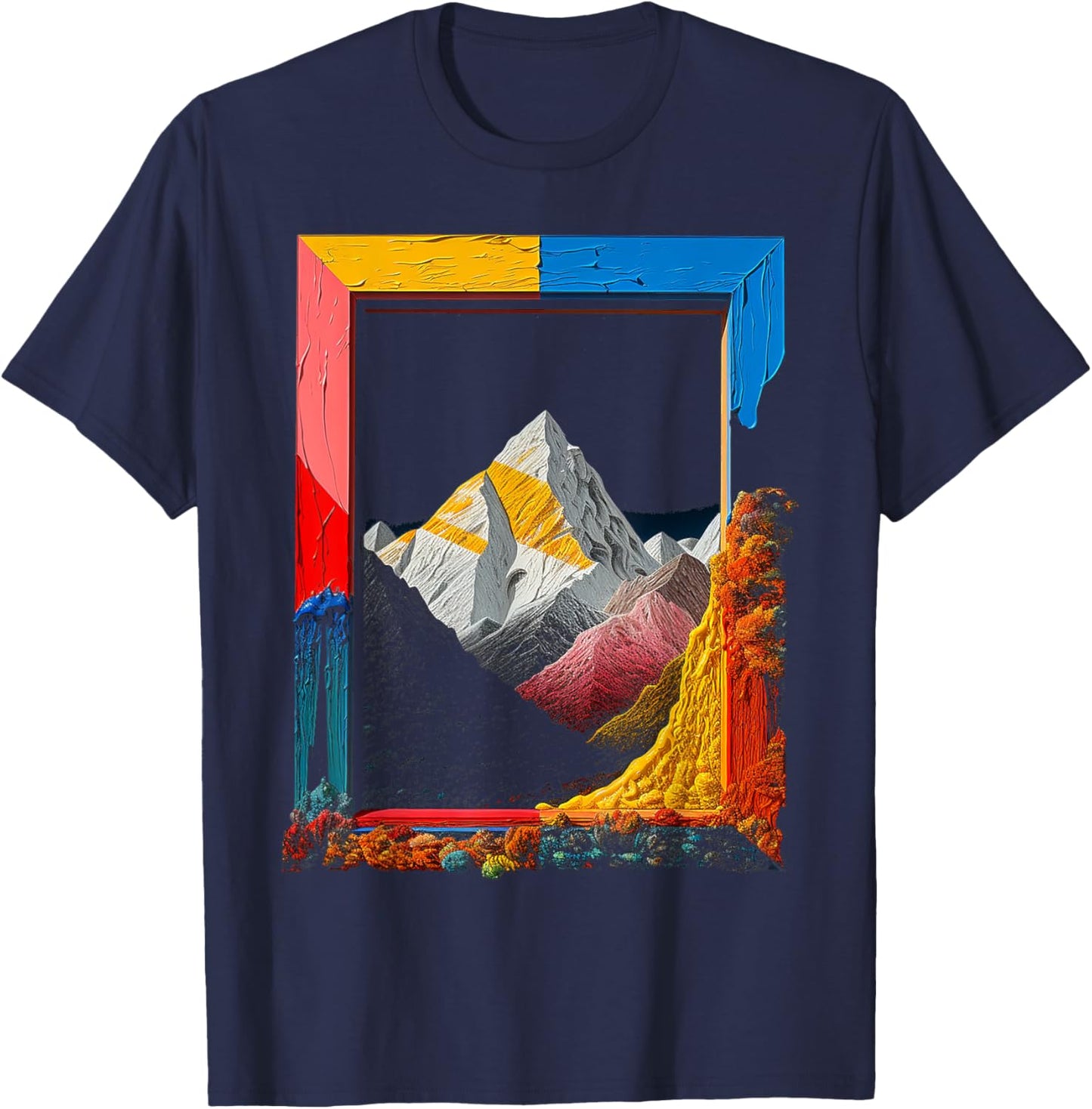 Nature Art Colorful Mountains Graphic Artwork T-Shirt - T-Shirt | Navy