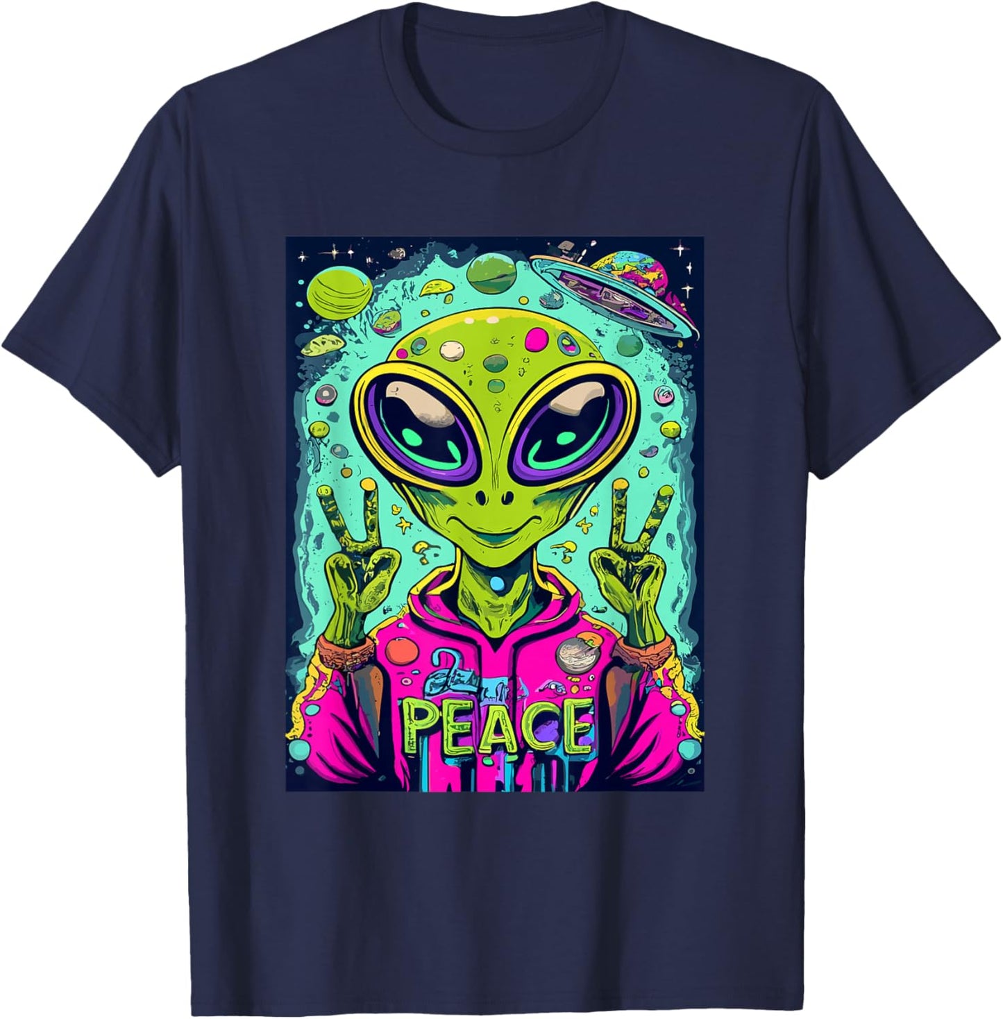 Retro Alien Lover UFO Abduction Team Alien T-Shirt - T-Shirt | Navy