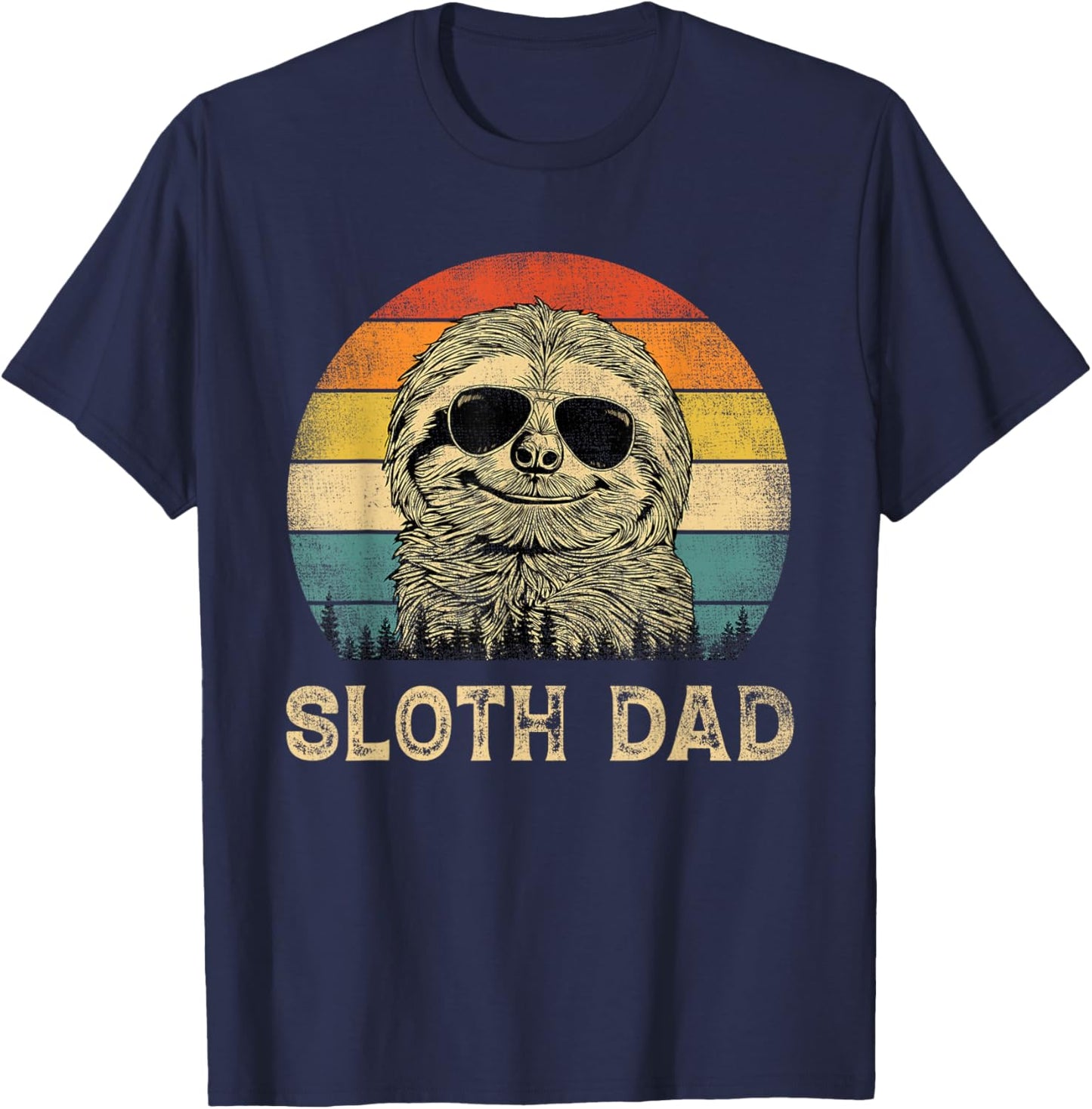 Vintage Sloth Dad Sloth Lovers Daddy Father's Day T-Shirt - T-Shirt | Navy