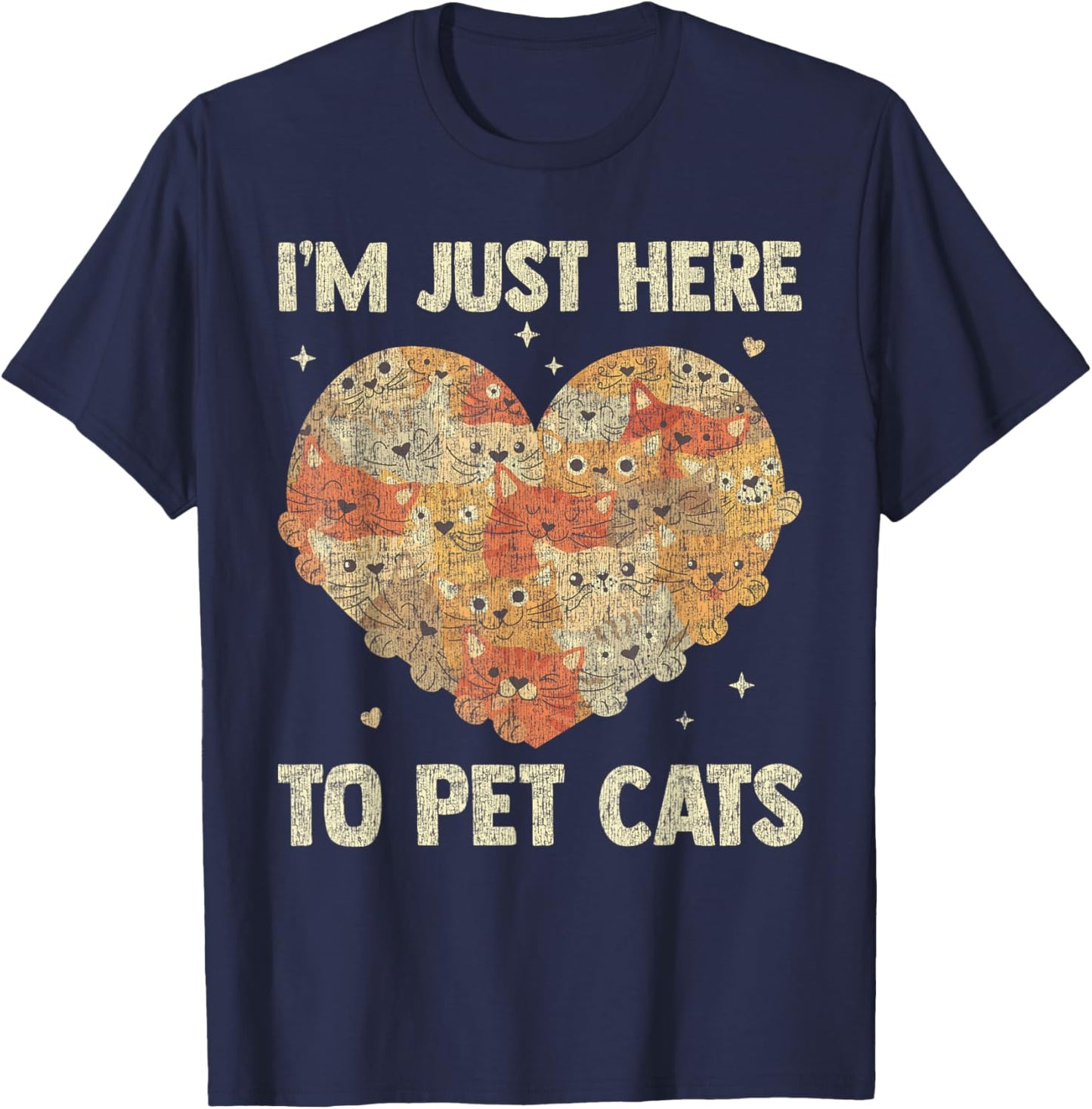 I'm Just Here To Pet Cats Funny Cat Heart Women T-Shirt - T-Shirt | Navy