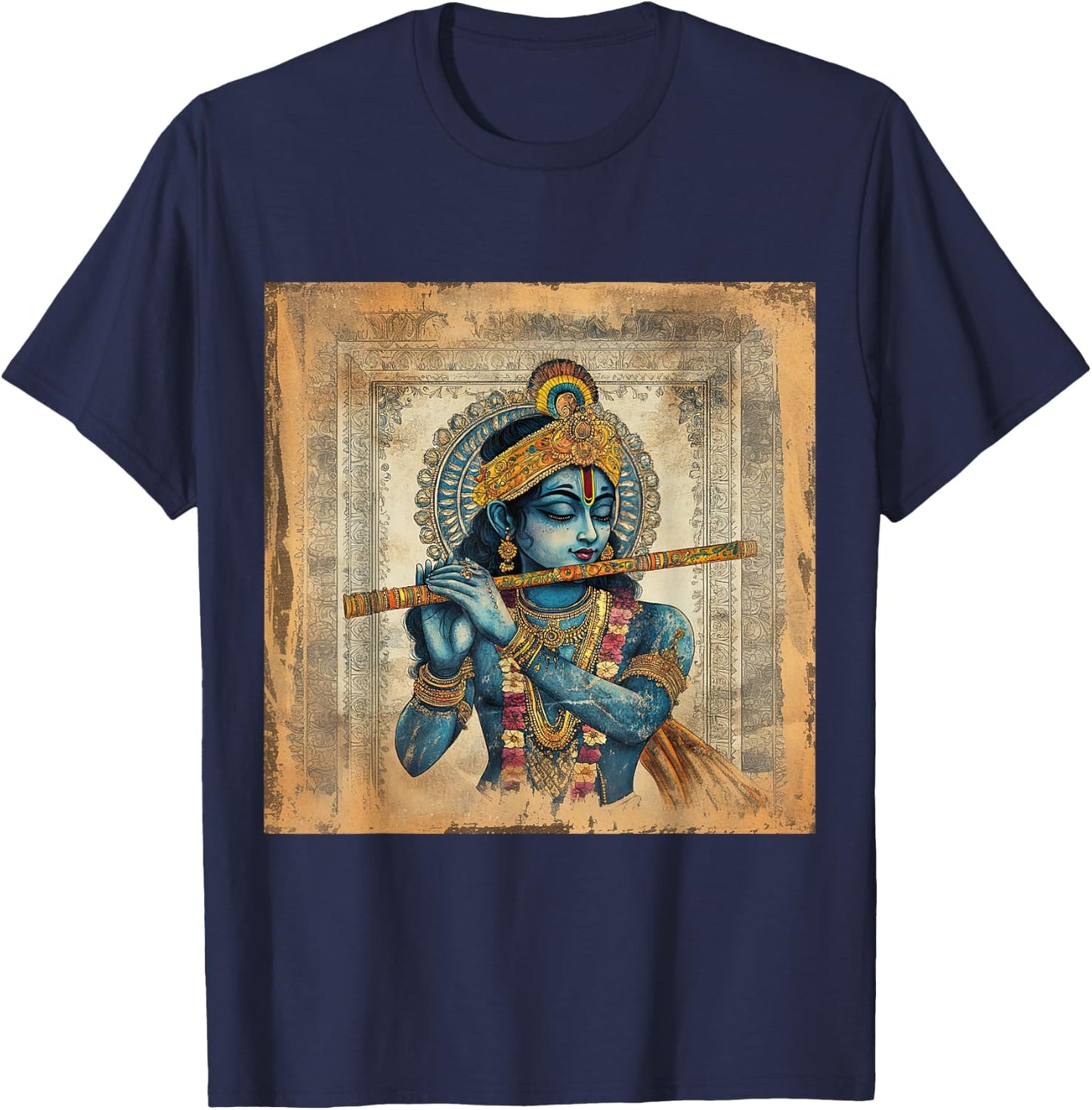 Krishna God oF Love Hindu Deity Ancient Hinduism Mythology T-Shirt - T-Shirt | Navy