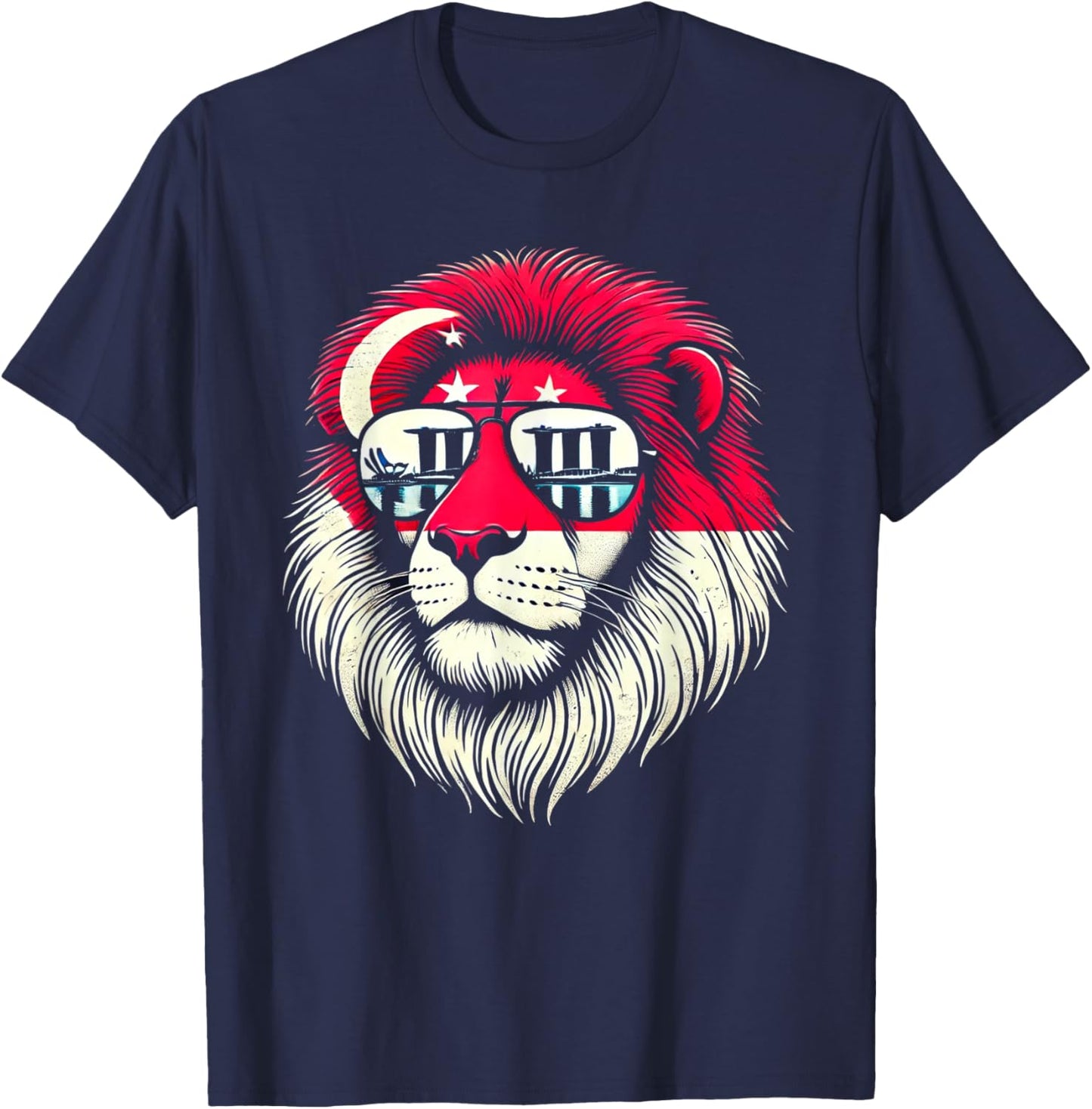 Republic of Singapore Lion Singaporean Flag T-Shirt - T-Shirt | Navy