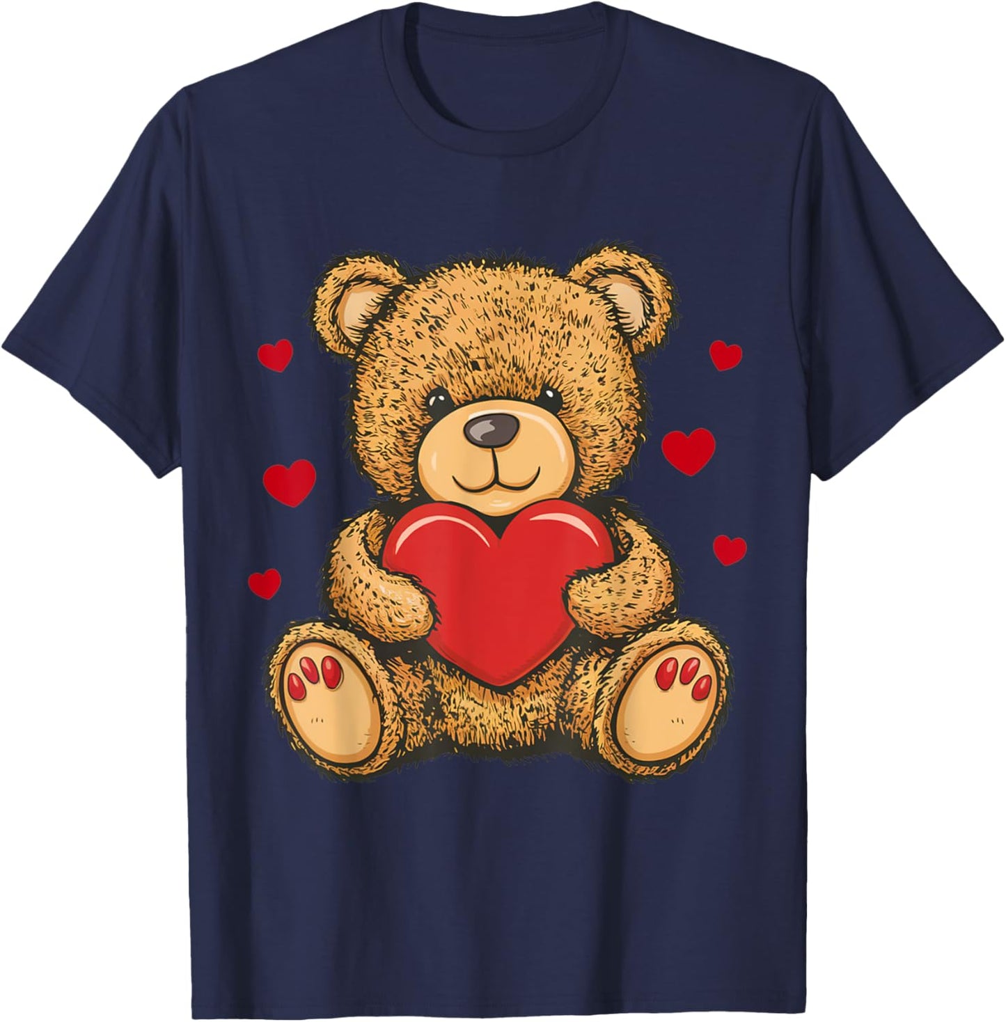 Adorable Teddy Bear with Heart- Love plushie T-Shirt - T-Shirt | Navy