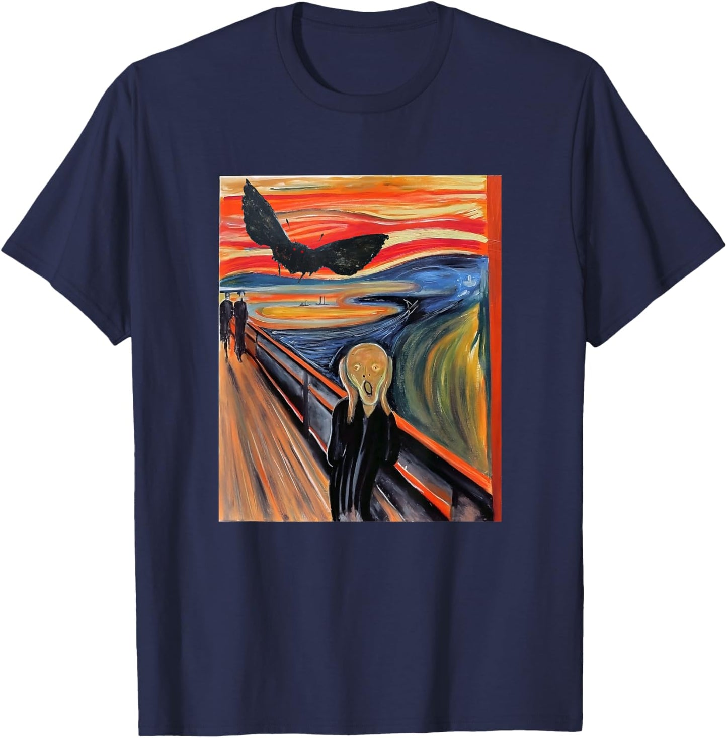 Mothman The Scream Mashup WV Cryptid Art T-Shirt - T-Shirt | Navy