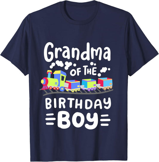 Grandma of the Birthday Boy Choo Choo Train Family Matching T-Shirt - T-Shirt | Navy
