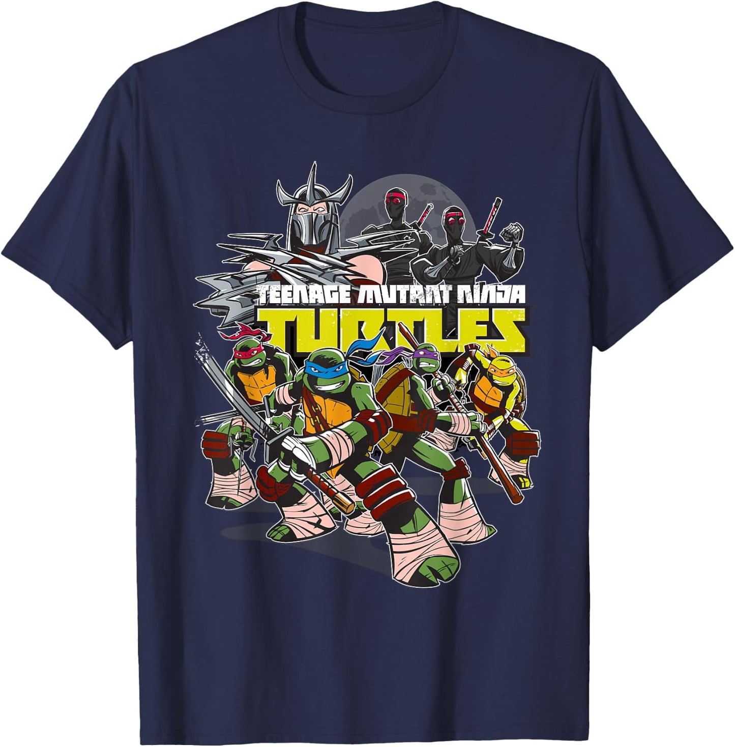 TMNT Shredder Super villain With All Characters T-Shirt - T-Shirt | Navy