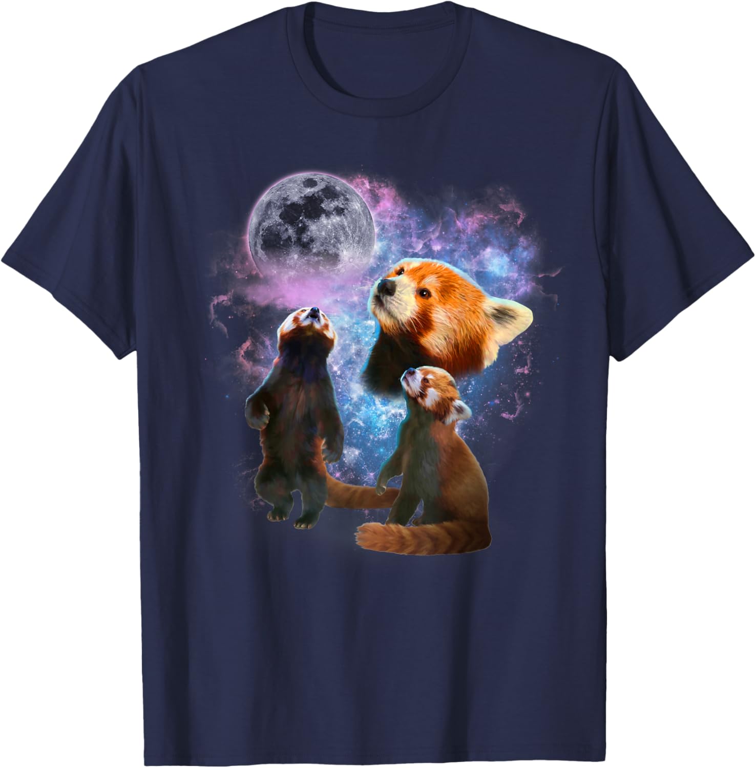 Howling at the Moon Red Panda Shirt - Red Panda T-Shirt - T-Shirt | Navy
