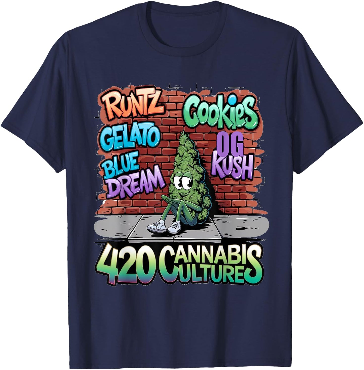 420 Cannabis Bud Nug Stoner Runtz Gelato Cookies Weed Strain T-Shirt - T-Shirt | Navy