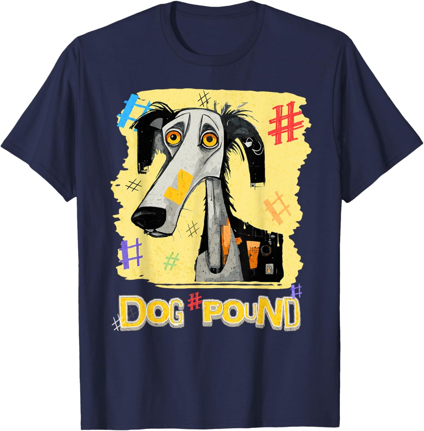 Confused Dog Worried About The Pound Sign Fun Pun Wordplay Men Women T-Shirt - T-Shirt | Navy