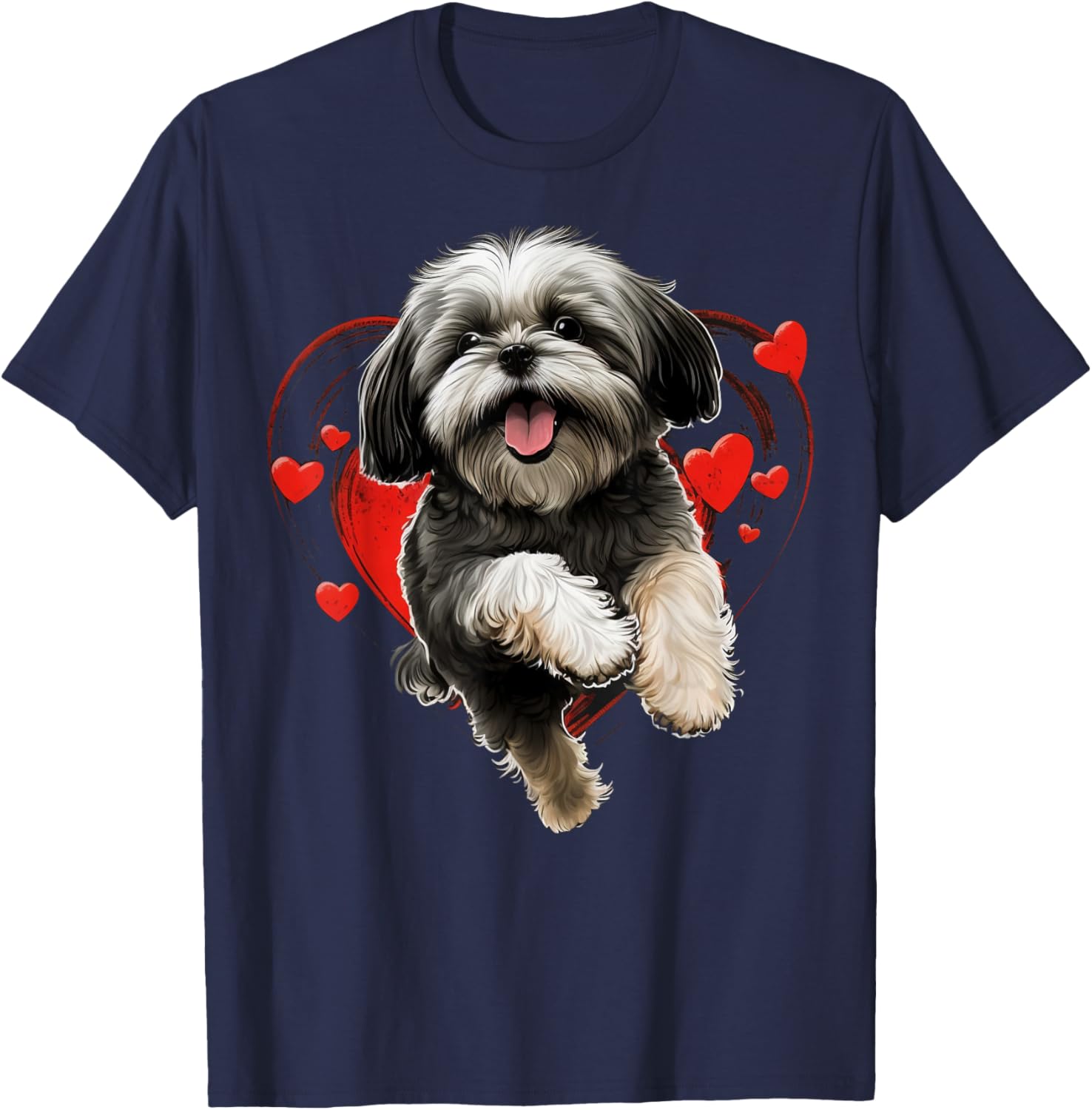 Shih Tzu Love Heart for Valentines Day on Shih Tzu Lover T-Shirt - T-Shirt | Navy