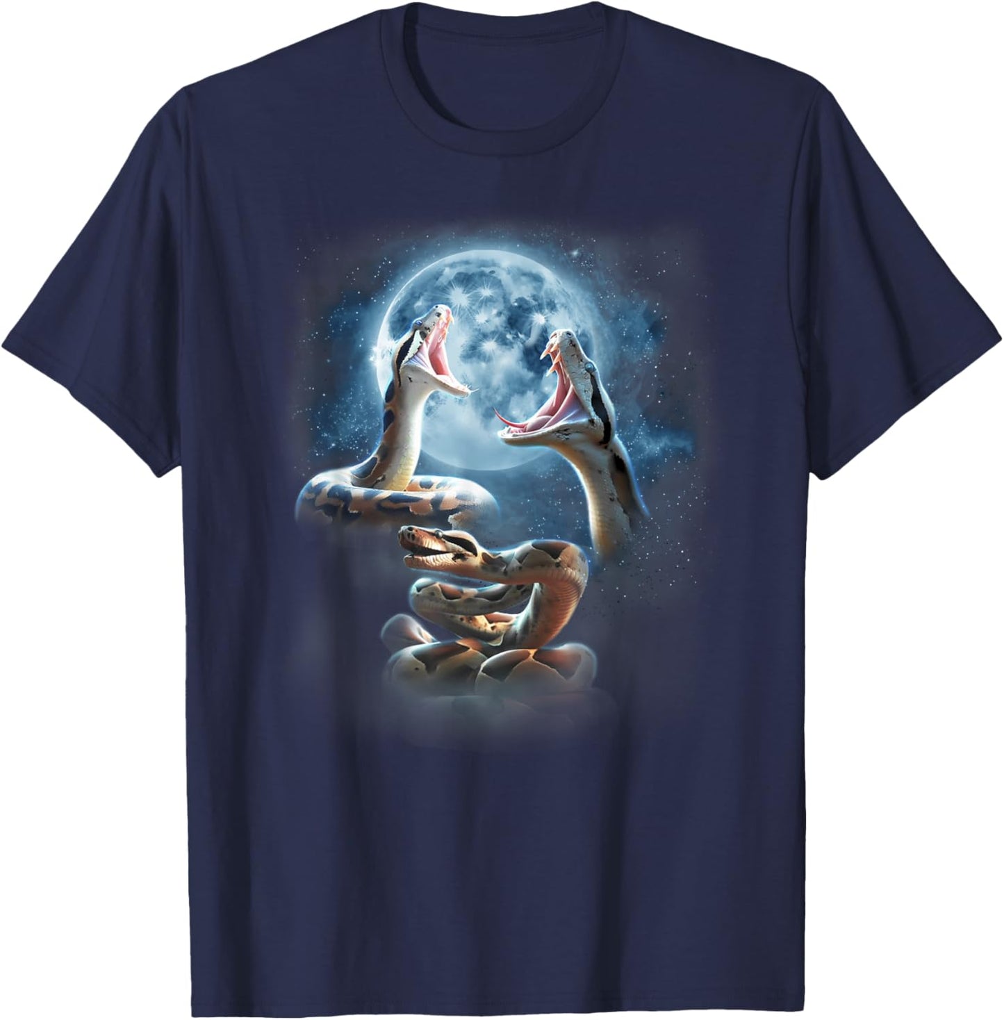 Boa Constrictor Shirt - Snakes Howling at the Moon T-Shirt - T-Shirt | Navy