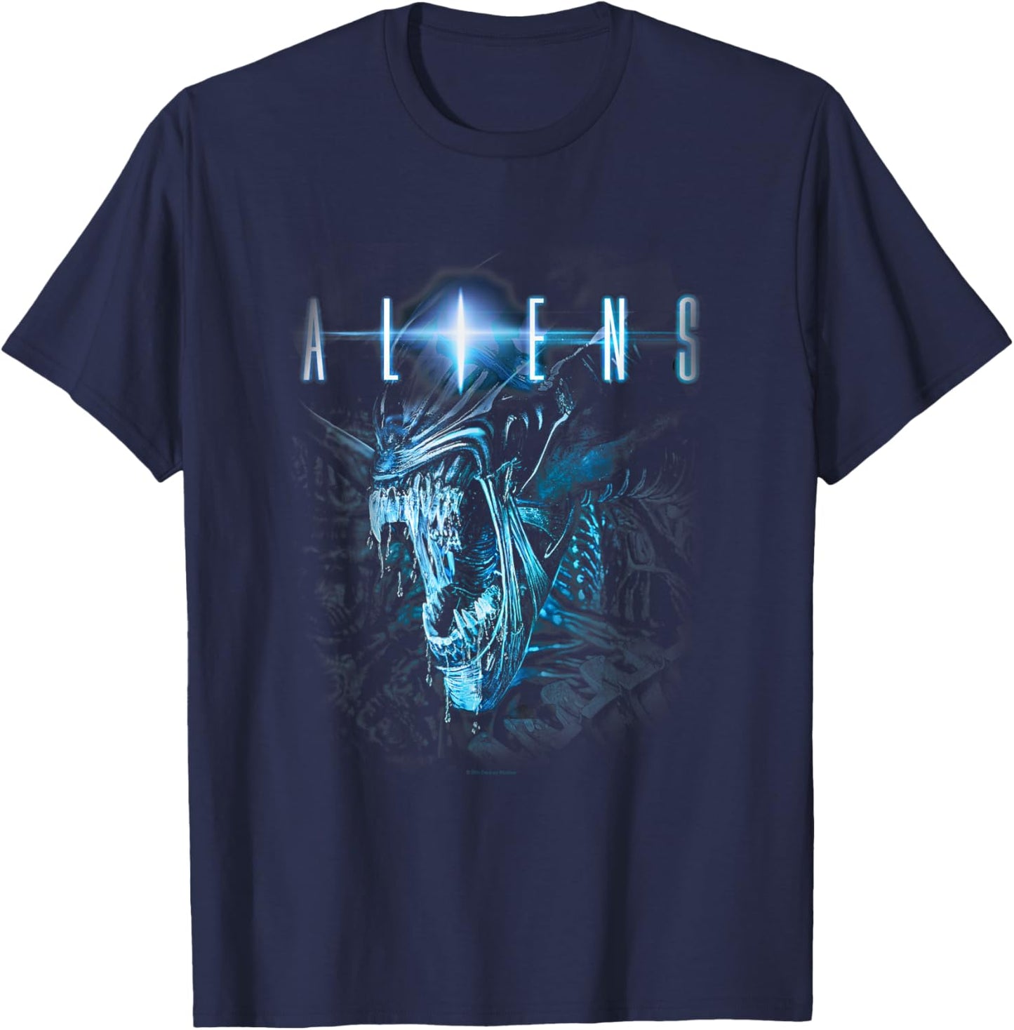 Aliens Iconic Epic Queen Xenomorph Angry Big Chest Portrait T-Shirt - T-Shirt | Navy