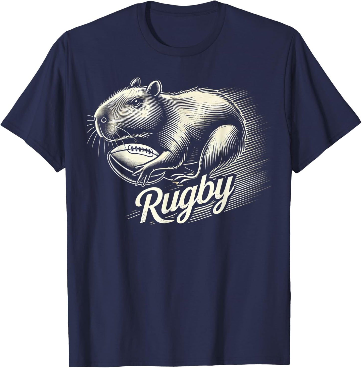 Capybara Rugby Sports Gifts Funny Rugby Player T-Shirt - T-Shirt | Navy