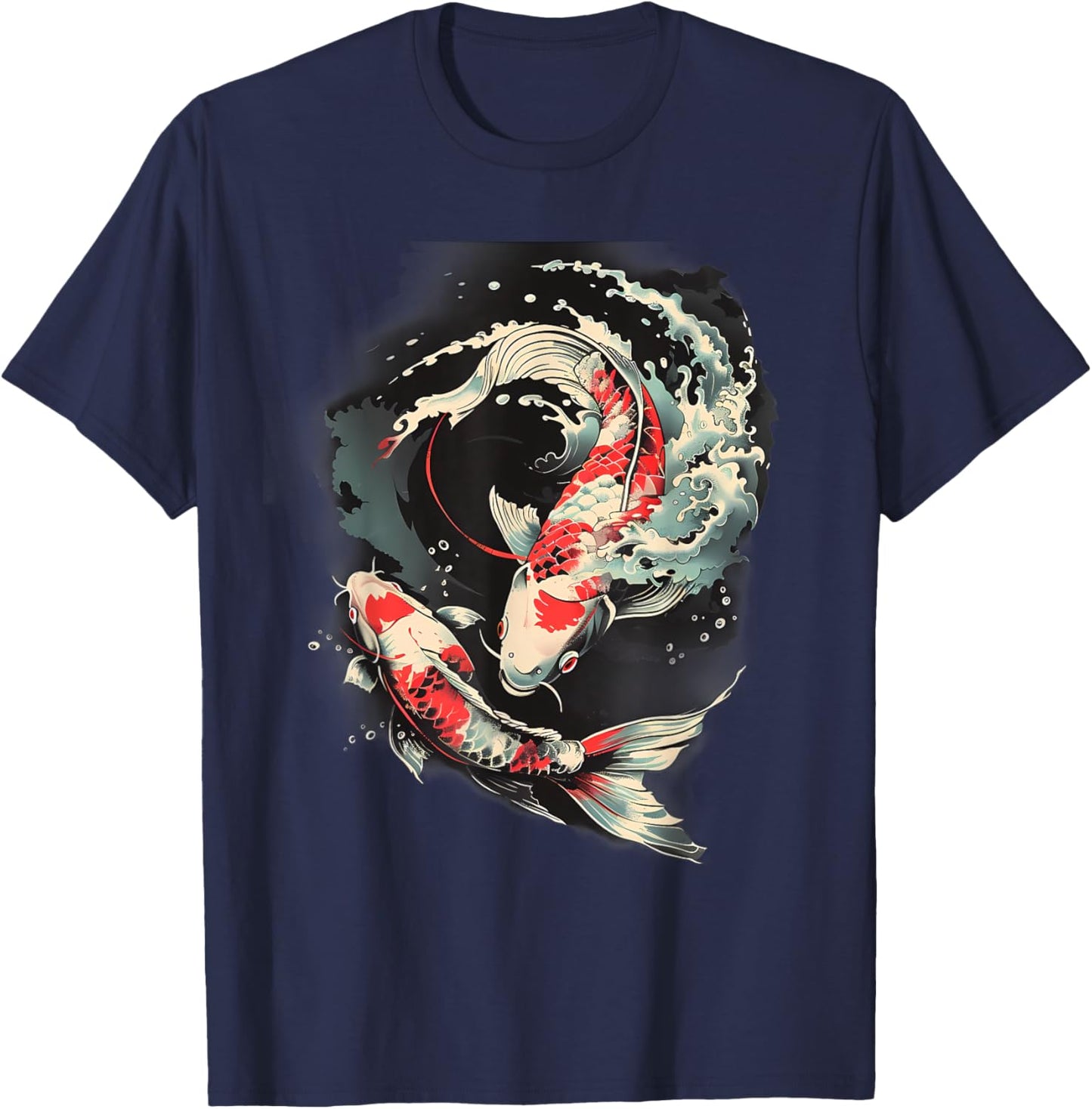 Koi Fish Japanese Koi Carp Fish Nishikigoi Fish Yin Yang T-Shirt - T-Shirt | Navy