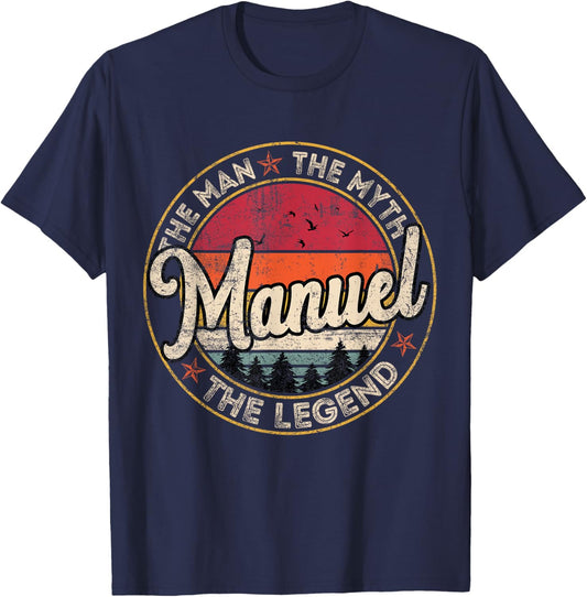 Manuel The Man The Myth The Legend Personalized Name T-Shirt - T-Shirt | Navy