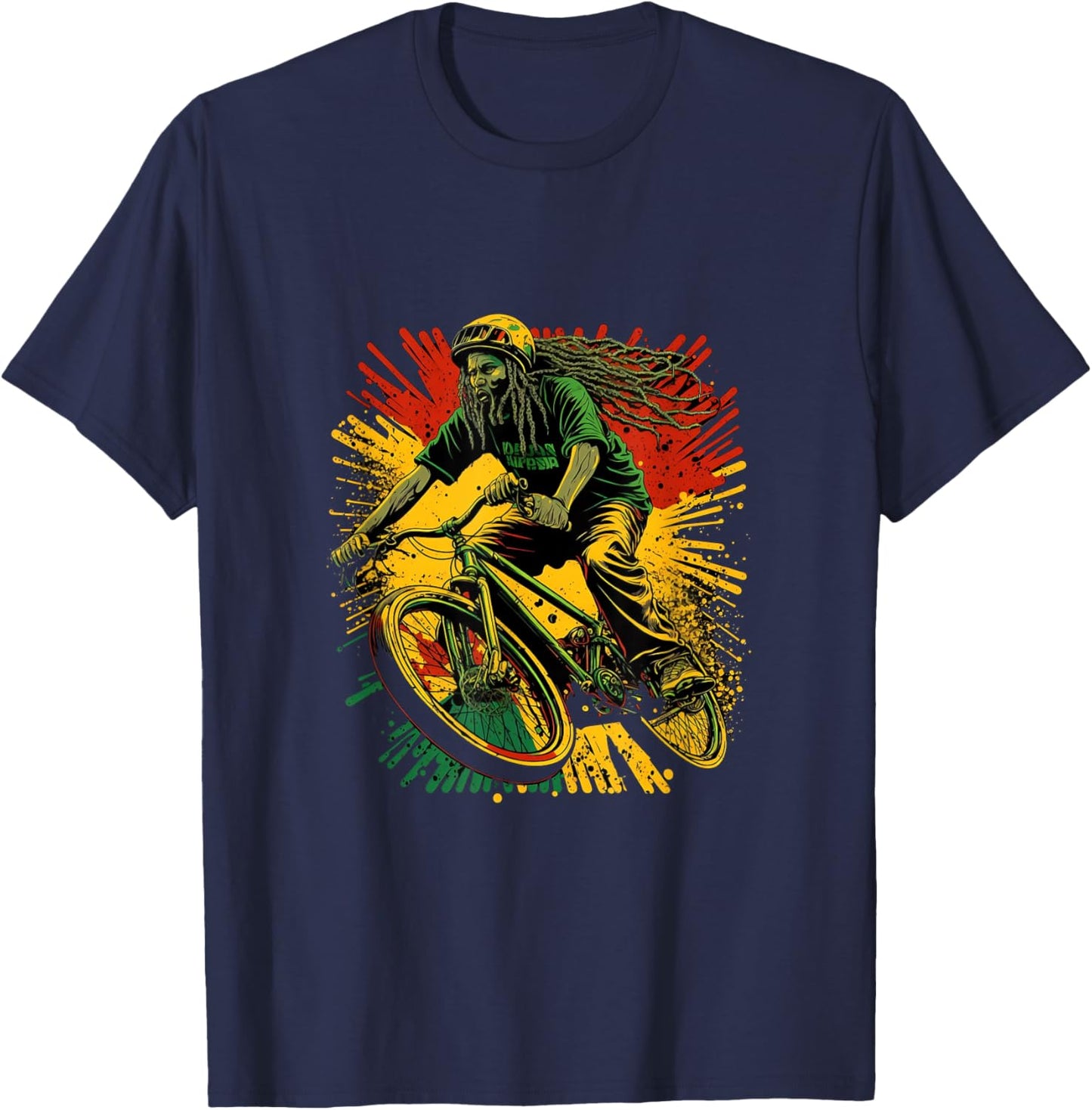 Cycling BMX Bike Rasta Cyclist Biking T-Shirt - T-Shirt | Navy