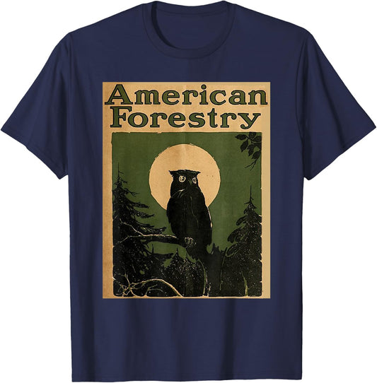 American Forestry Forest Great Owl America Parks T-Shirt - T-Shirt | Navy