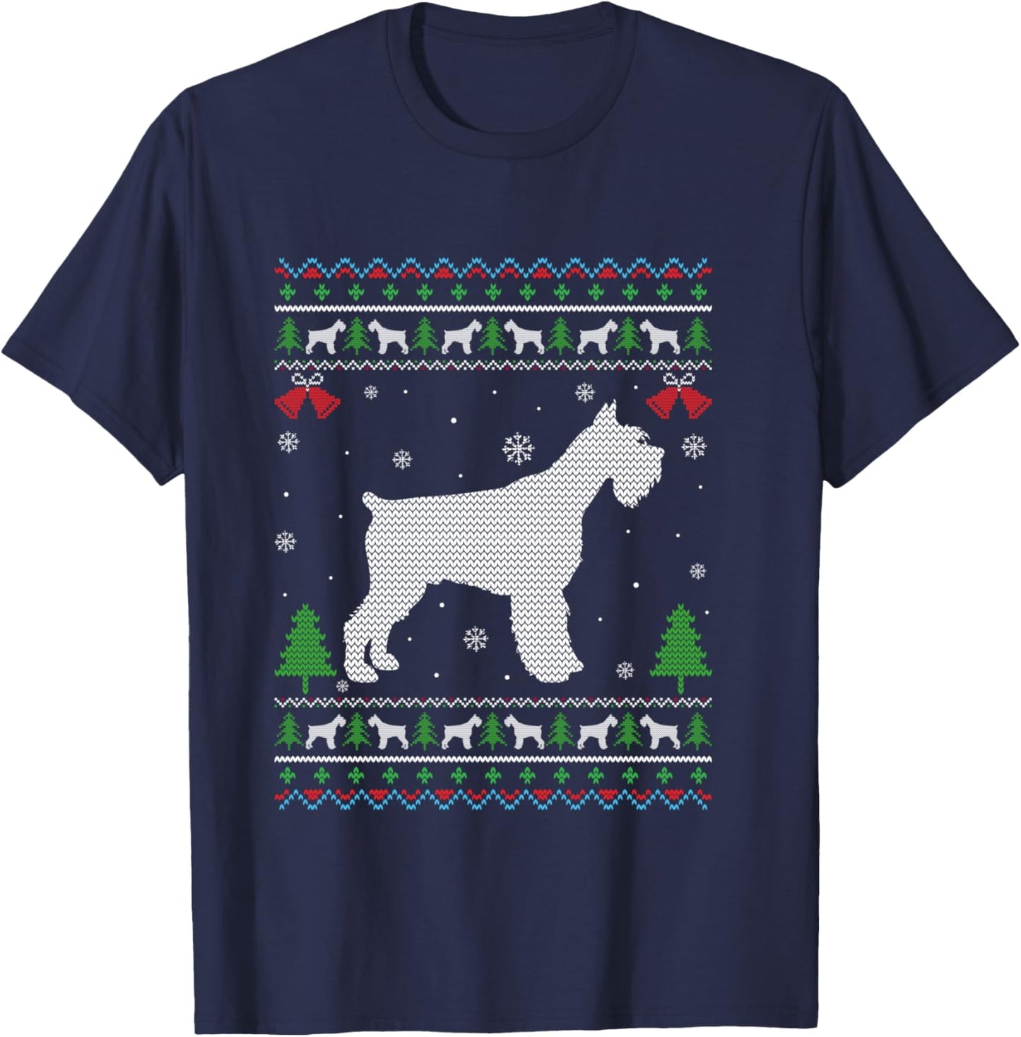 Ugly Xmas Design Schnauzer Dog Ugly Christmas Sweater Funny T-Shirt - T-Shirt | Navy