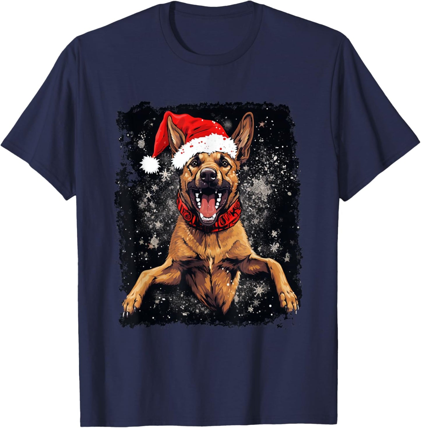 Christmas Dog Belgian Malinois T-Shirt - T-Shirt | Navy