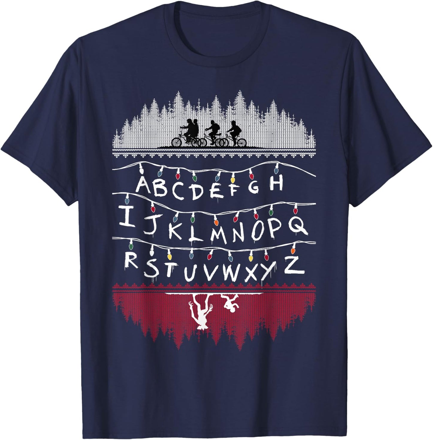Netflix Stranger Things Alphabet Lights T-Shirt - T-Shirt | Navy