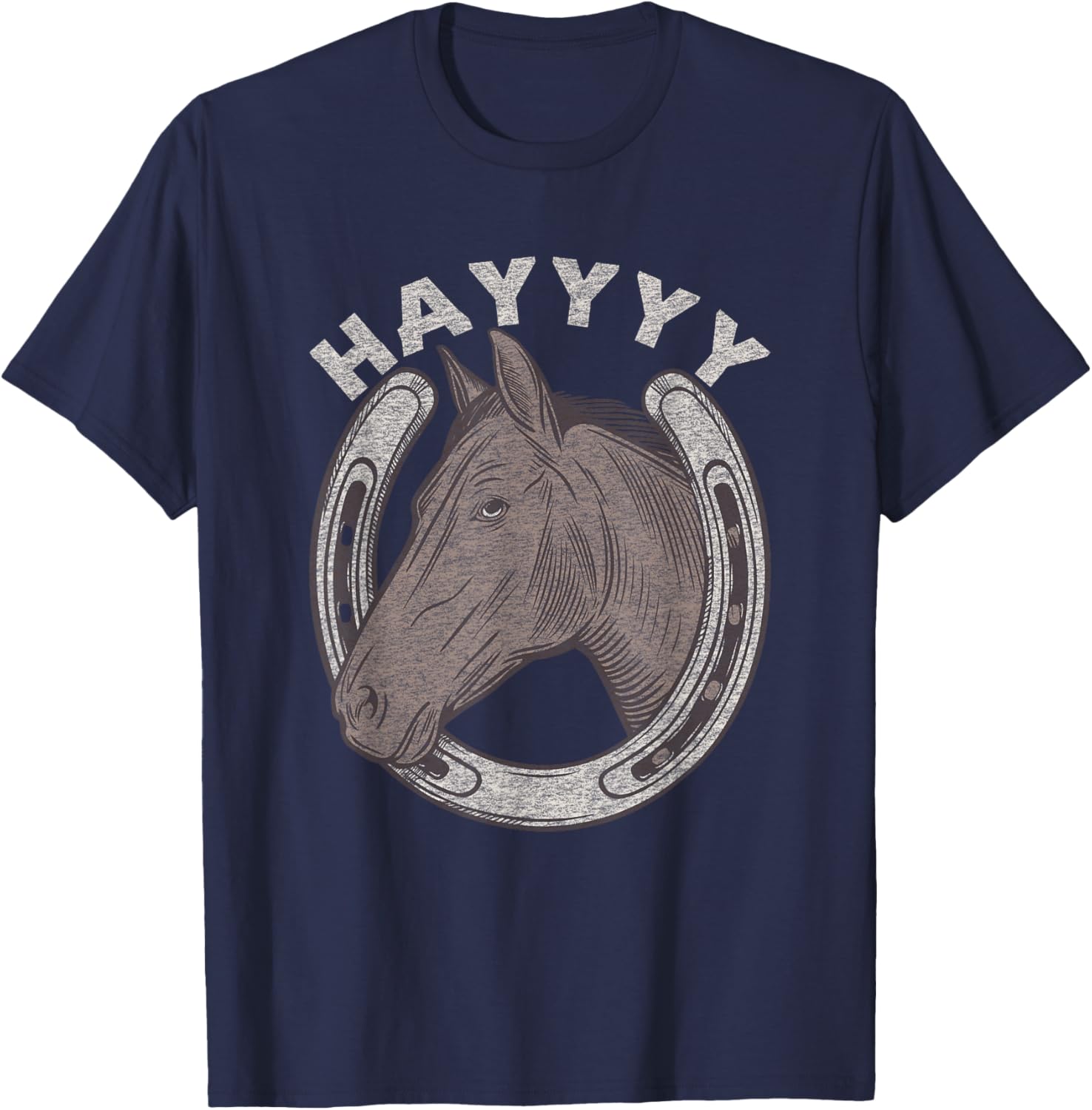 Funny Horse Hay Saying | Equestrian Lover Vintage Graphic T-Shirt - T-Shirt | Navy