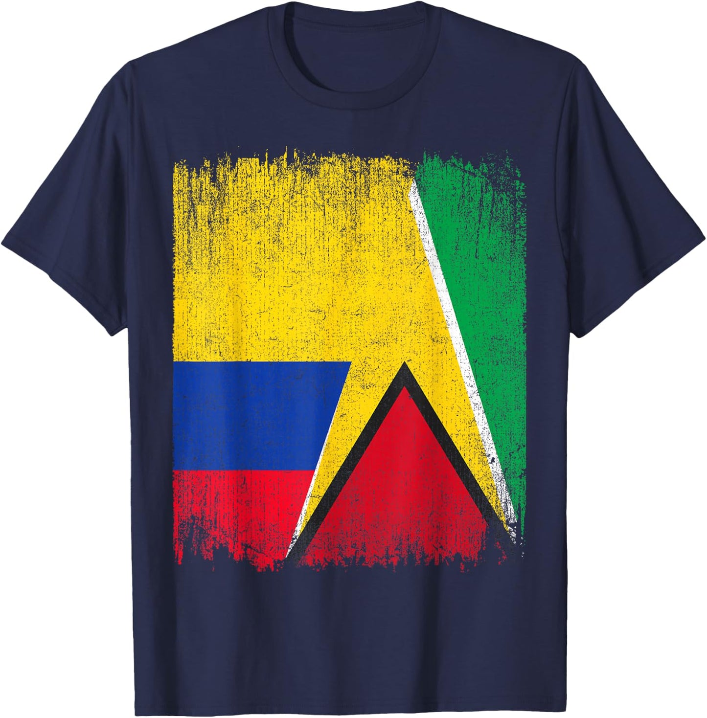 Half Colombia Guyana Flag Colombian Guyanese Pride Roots T-Shirt - T-Shirt | Navy