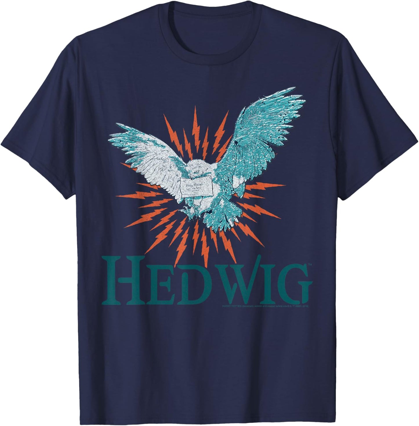Harry Potter Official Hedwig Portrait - Men's Adult Black Short Sleeve Graphic Applique - Small T-Shirt - T-Shirt | Navy