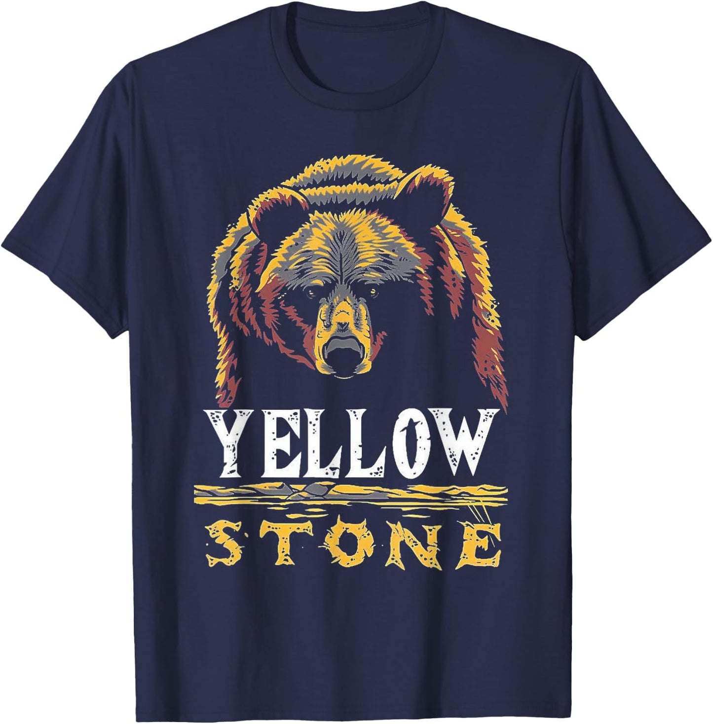 Yellowstone - US National Park Vintage Men Women Kids Retro T-Shirt - T-Shirt | Navy