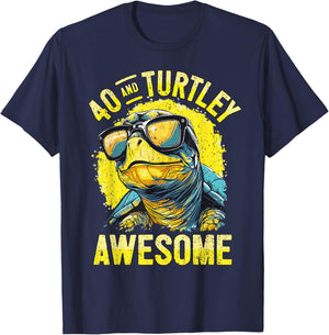 40th Birthday Turtle Age 40 Years I Tortoise 40th Birthday T-Shirt - T-Shirt | Navy